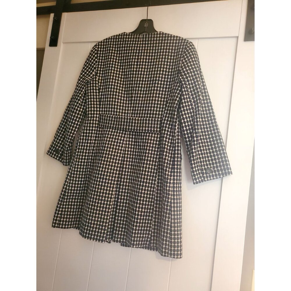 Black White Polka Dot Apostrophe Coat Small Cotton Blend - Picture 7 of 11